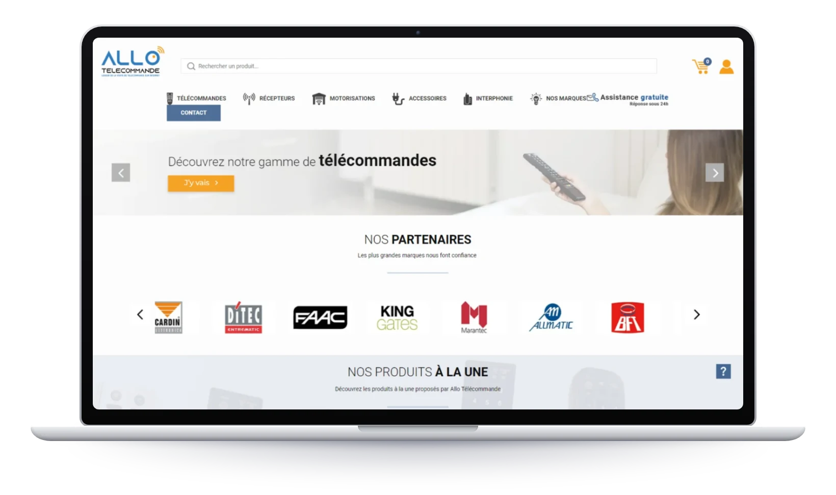 AlloTelecommande, page d’accueil sur ordinateur