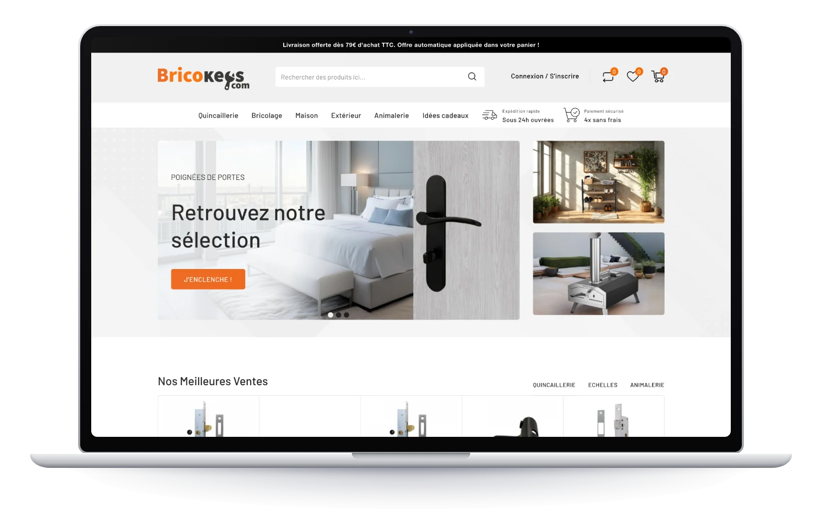 Bricokeys, page d’accueil sur ordinateur