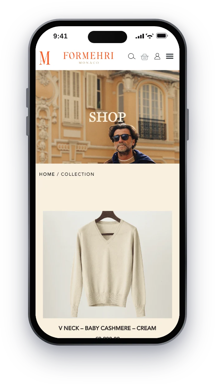 Formehri, boutique sur mobile