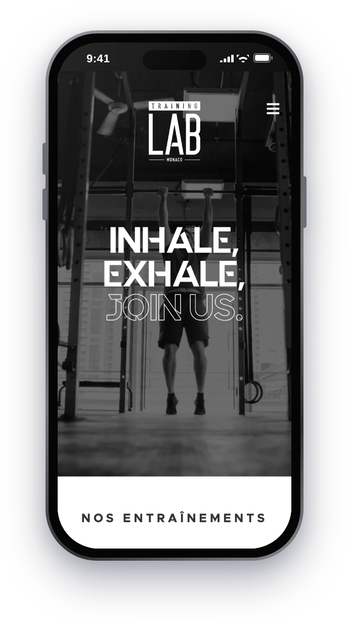 Training Lab, home page on mobile