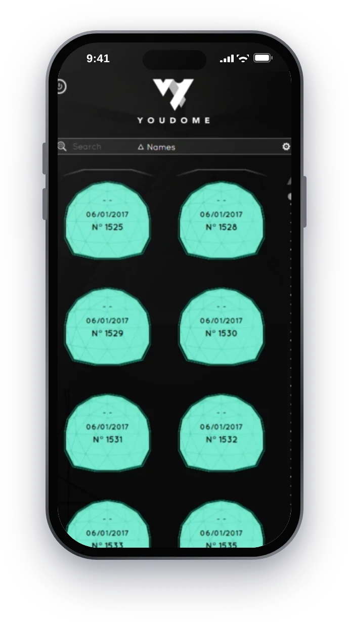 YouDome, list of scans on mobile