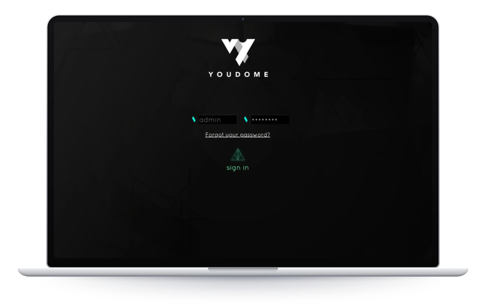 YouDome, login screen on desktop