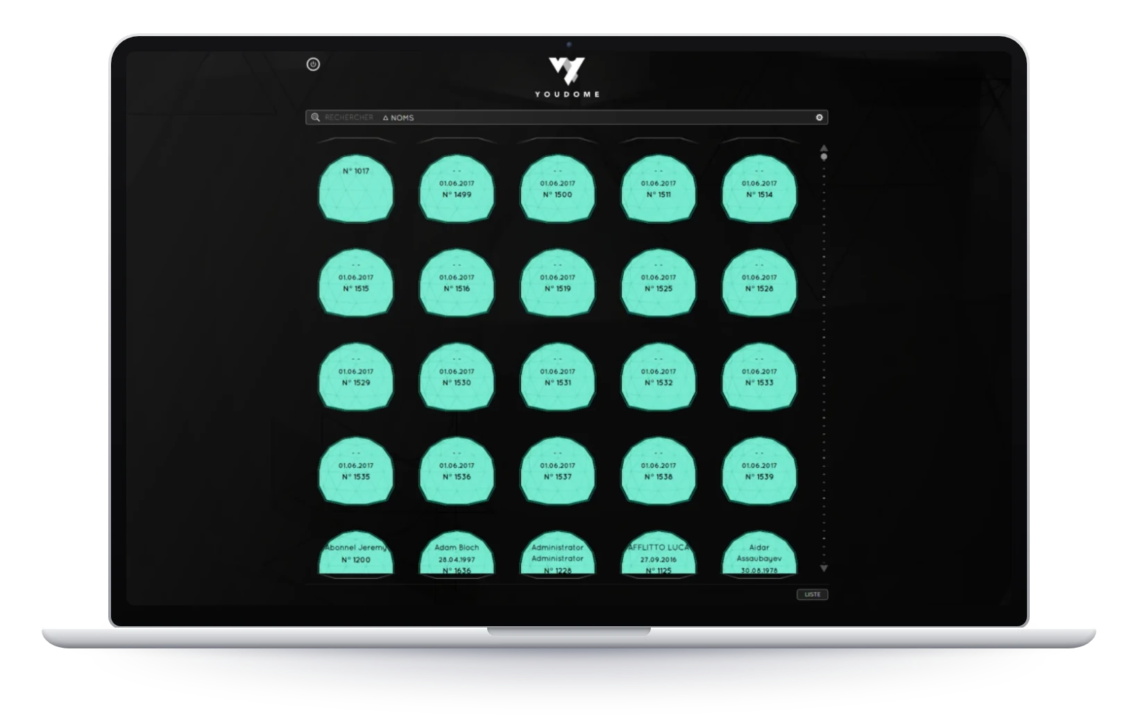 YouDome, list of scans on desktop